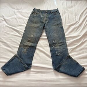 Rare 1970s Gap “Fashion Pioneer” Jeans Leather Tag Patched Distressed Mens 31x35